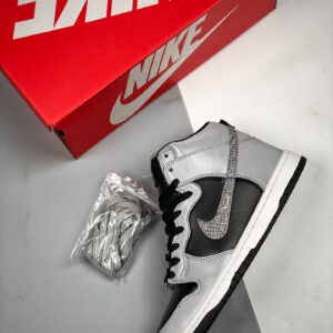 Nike Dunk Hi Premium SP White Black-Reflect Silver For Sale