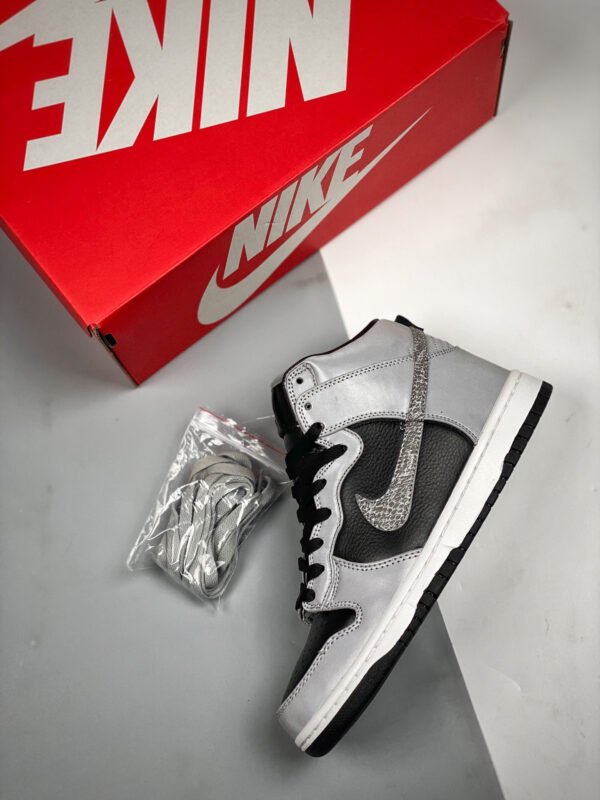 Nike Dunk Hi Premium SP White Black-Reflect Silver For Sale