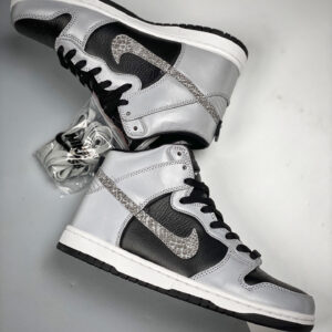 Nike Dunk Hi Premium SP White Black-Reflect Silver For Sale