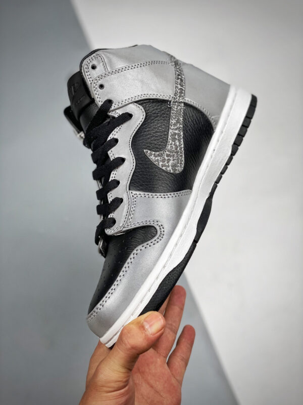 Nike Dunk Hi Premium SP White Black-Reflect Silver For Sale