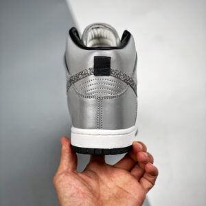 Nike Dunk Hi Premium SP White Black-Reflect Silver For Sale