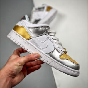 Nike Dunk Low Metallic Gold Silver-University Red-White For Sale