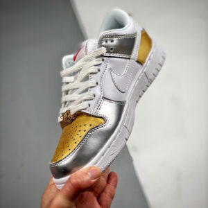 Nike Dunk Low Metallic Gold Silver-University Red-White For Sale