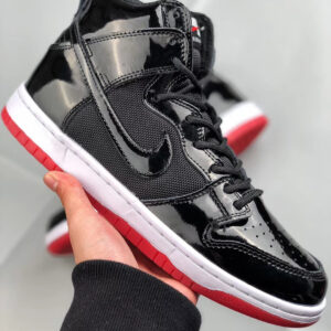 Nike SB Dunk High Bred Black White-Varsity Red For Sale