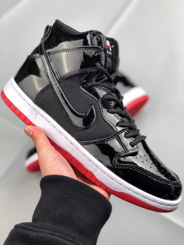 Nike SB Dunk High Bred Black White-Varsity Red For Sale