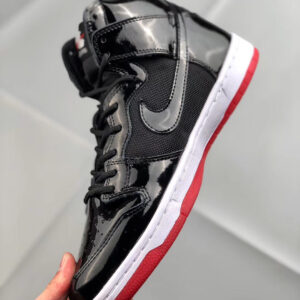 Nike SB Dunk High Bred Black White-Varsity Red For Sale