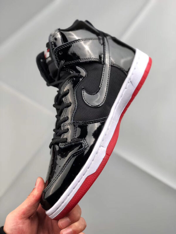 Nike SB Dunk High Bred Black White-Varsity Red For Sale