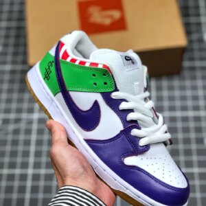 Nike SB Dunk Low White Purple Green For Sale