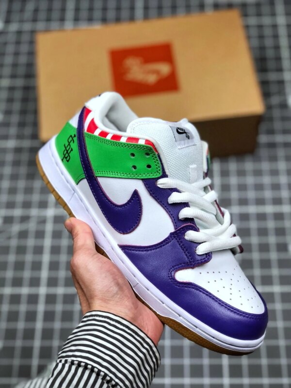 Nike SB Dunk Low White Purple Green For Sale