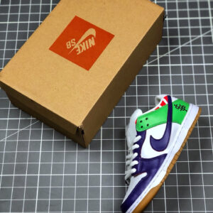 Nike SB Dunk Low White Purple Green For Sale