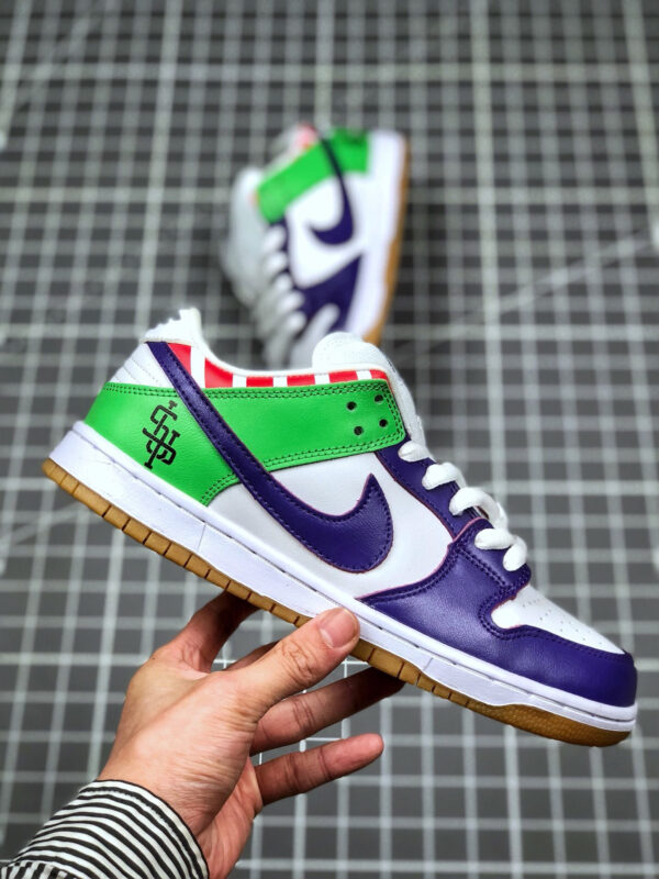 Nike SB Dunk Low White Purple Green For Sale