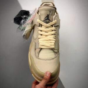 Off-White x Air Jordan 4 Sail Muslin-White-Black On Sale