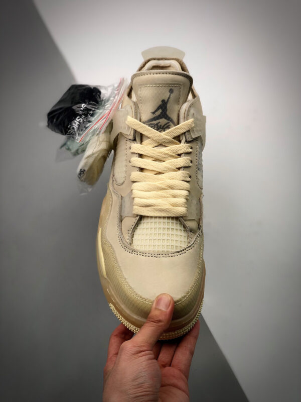 Off-White x Air Jordan 4 Sail Muslin-White-Black On Sale