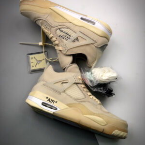 Off-White x Air Jordan 4 Sail Muslin-White-Black On Sale