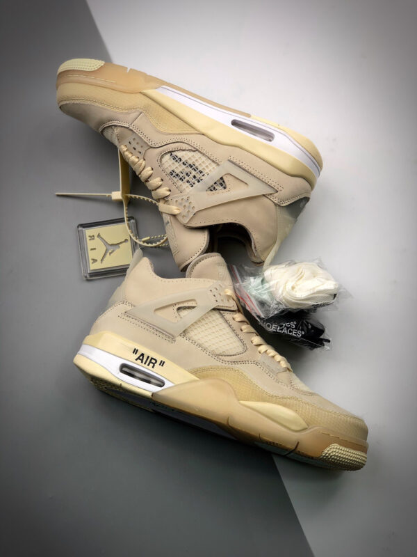 Off-White x Air Jordan 4 Sail Muslin-White-Black On Sale