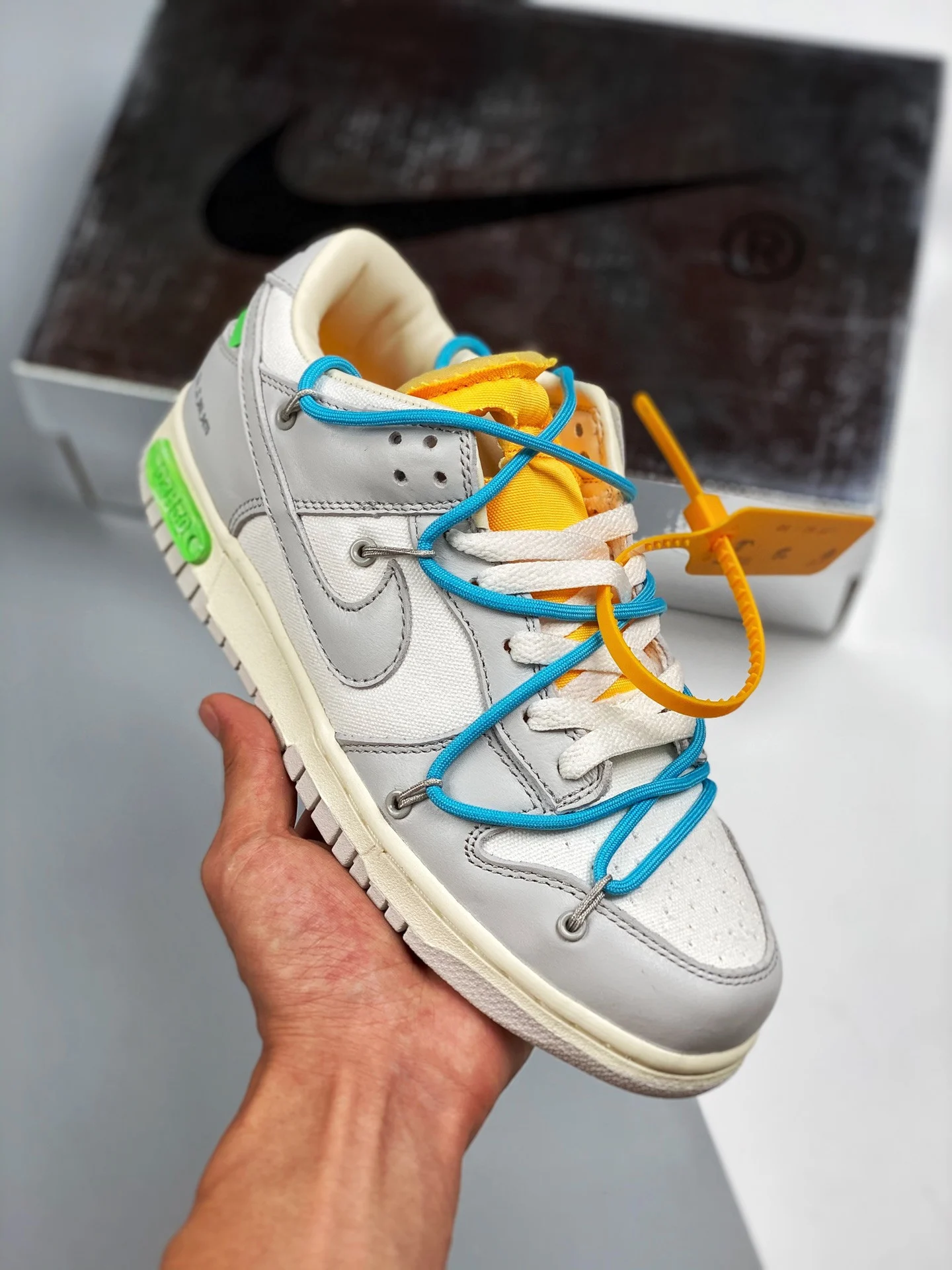 Off-White x Nike Dunk Low 02 of 50 Sail Grey Yellow For Sale