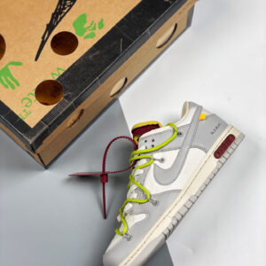 Off-White x Nike Dunk Low 08 of 50 Sail Grey For Sale