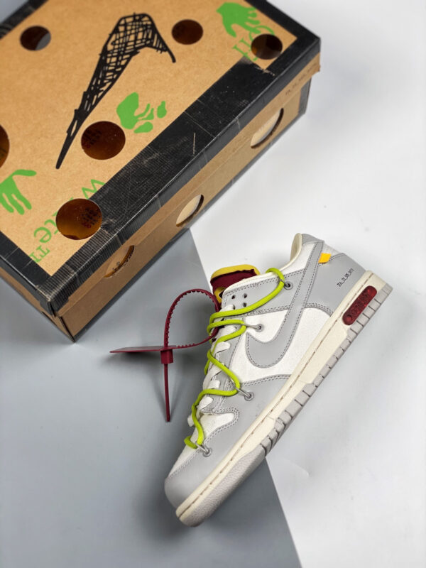 Off-White x Nike Dunk Low 08 of 50 Sail Grey For Sale