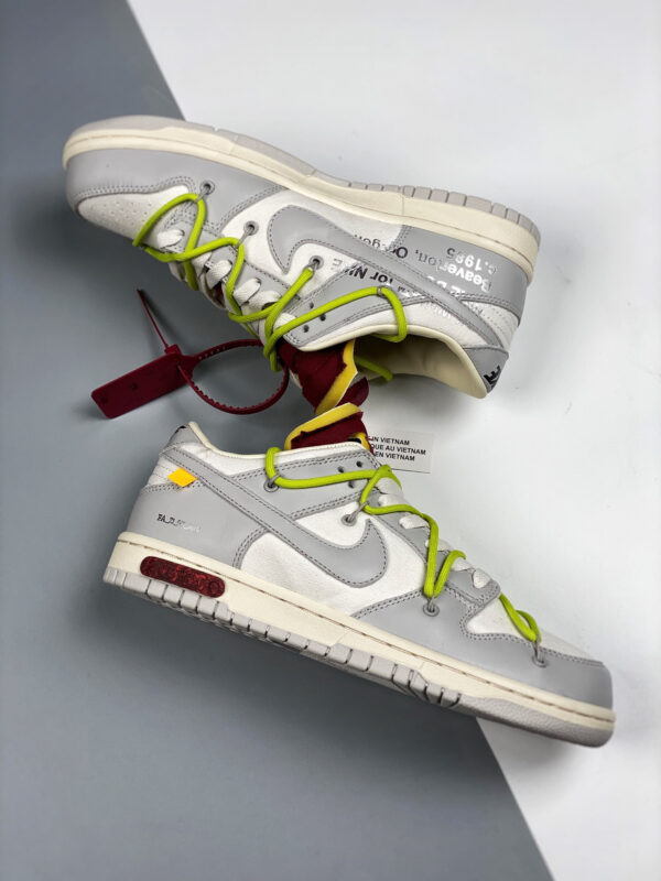 Off-White x Nike Dunk Low 08 of 50 Sail Grey For Sale