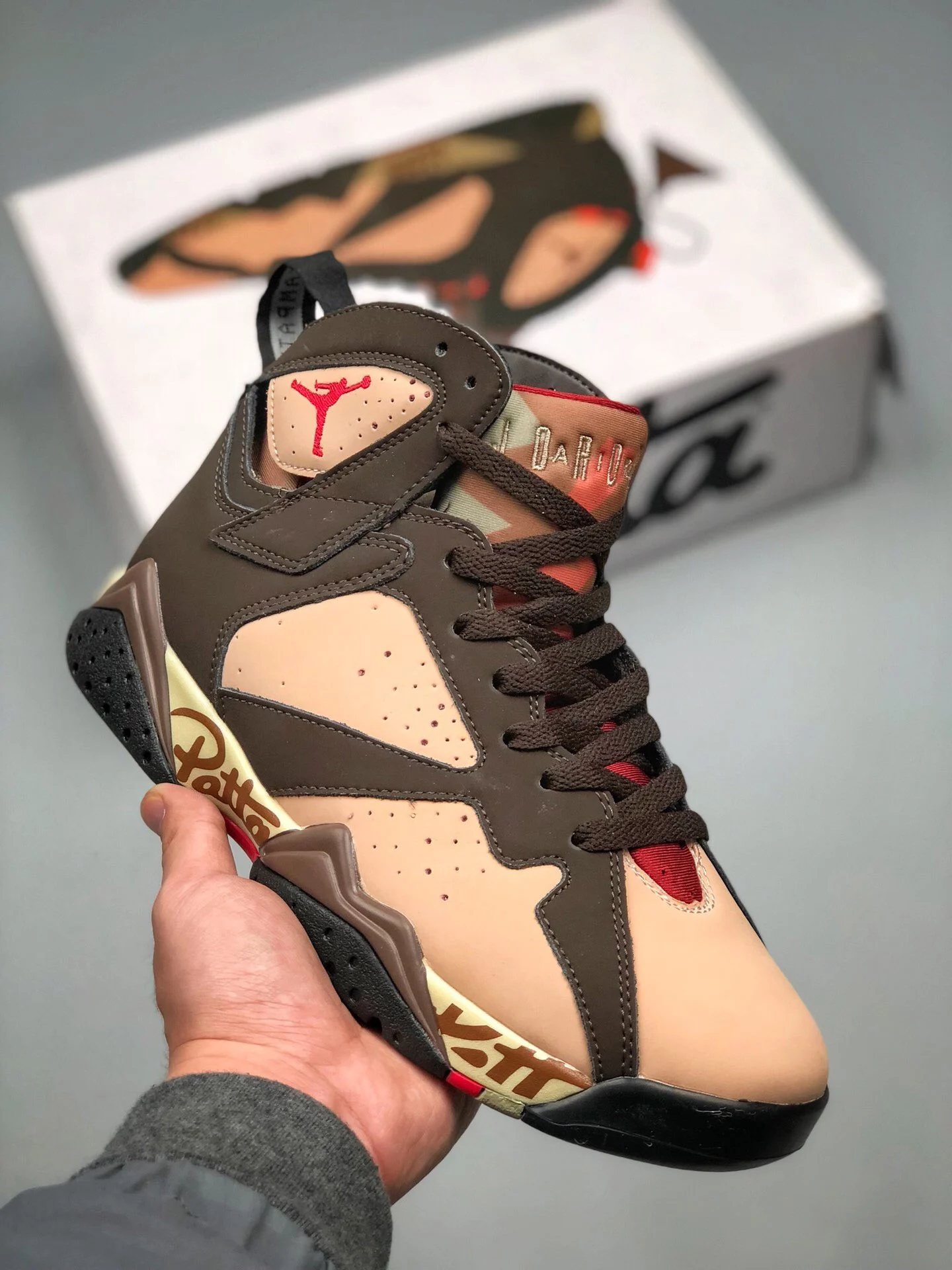 Patta x Air Jordan 7 Shimmer Tough Red-Velvet Brown For Sale