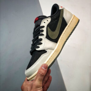 Travis Scott x Air Jordan 1 Low OG Sail University Red-Black-Medium Olive For Sale