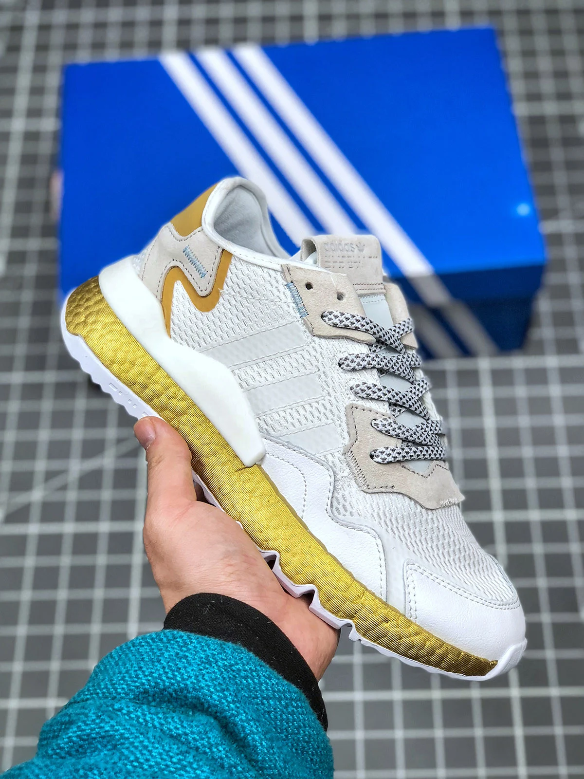 Adidas Nite Jogger White Gold Metallic For Sale