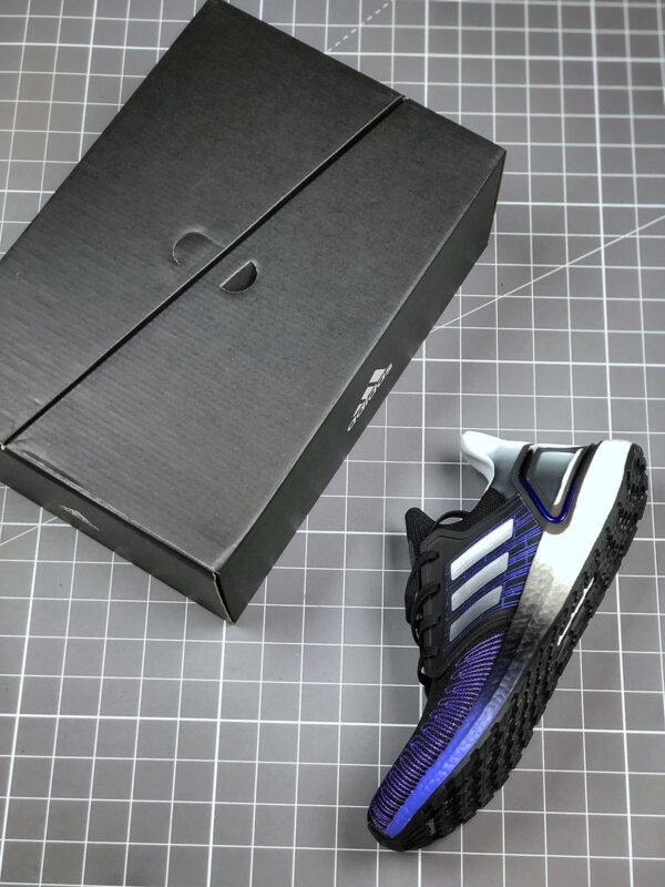 Adidas Ultra Boost 20 Black Silver Metallic Cloud White For Sale