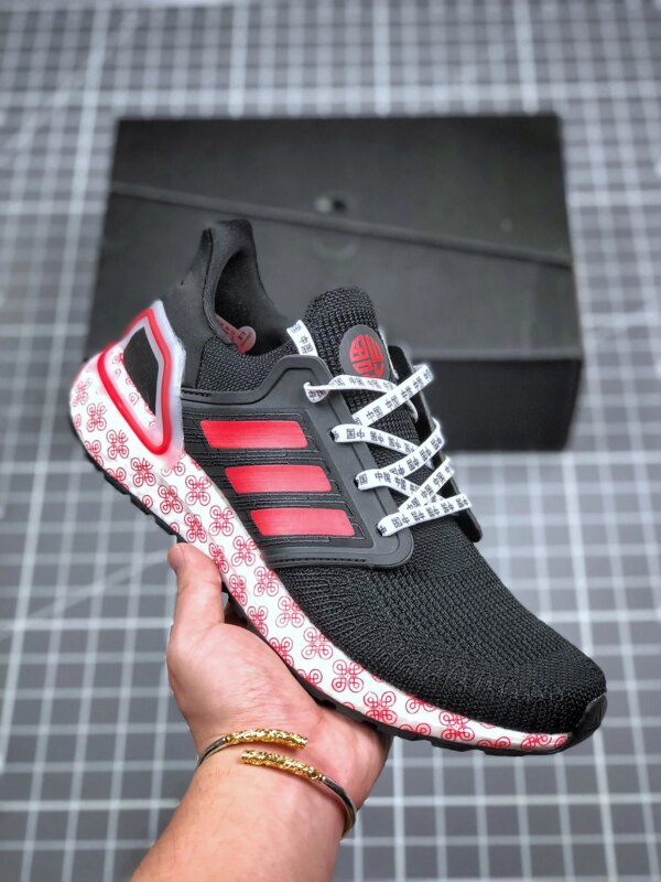 Adidas Ultra Boost 20 Black Glory Red White FX8886 For Sale