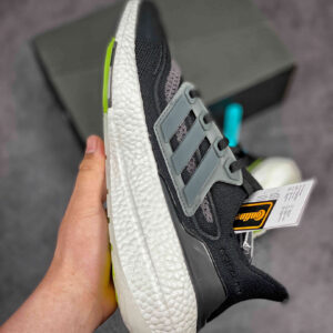 Adidas Ultra Boost 21 Black Silver Metallic Solar Yellow For Sale