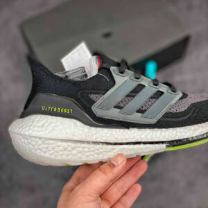 Adidas Ultra Boost 21 Black Silver Metallic Solar Yellow For Sale